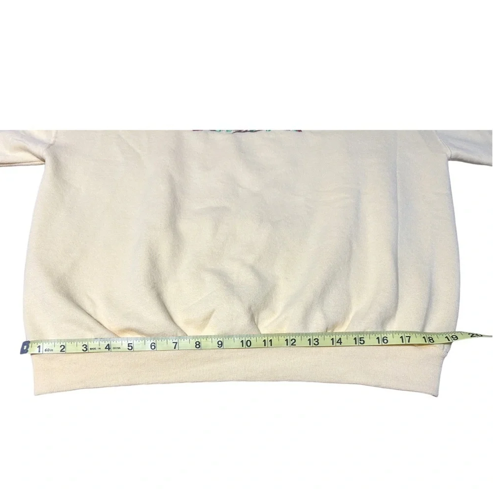 Jerzees Vintage Cardinal Embroidered Sweatshirt Large Yellow Cozy Cottagecore - Picture 7 of 10
